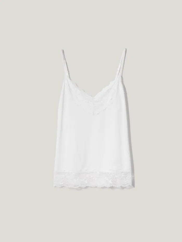 Jigsaw Modal Lace Vest White Women Pyjamas and Loungewear