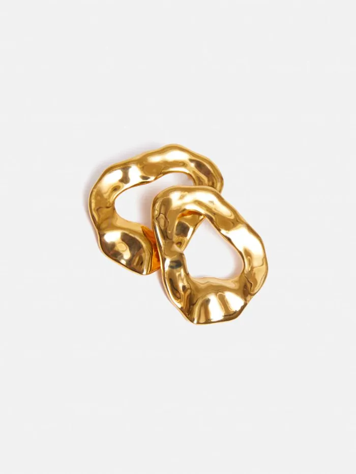 Jigsaw Molten Loop Stud Earring Gold Women Jewellery