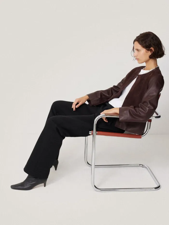 Jigsaw Nakoa Leather Mix Jacket Oxblood Women Leather