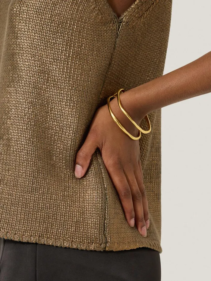 Jigsaw Organic Wave Bangle Gold Women Party
