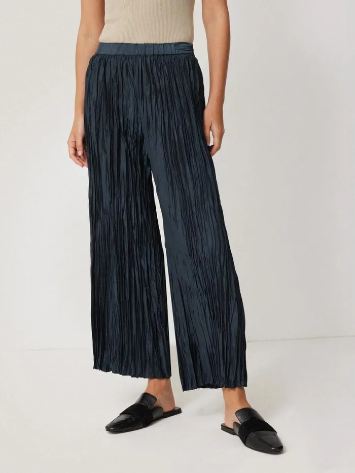 Jigsaw Plisse Trouser Navy Women Trousers