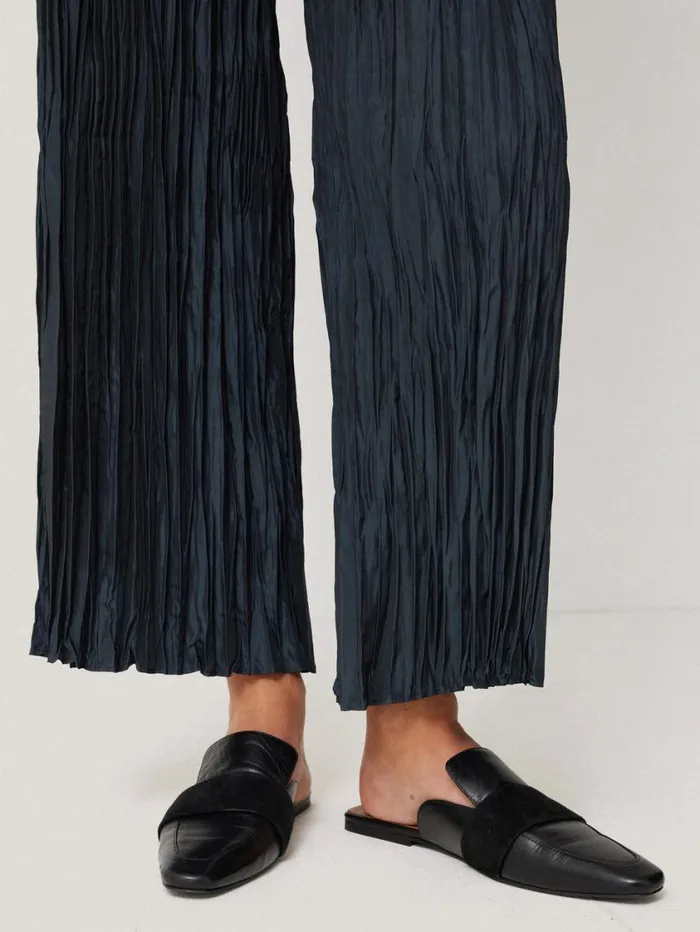 Jigsaw Plisse Trouser Navy Women Trousers