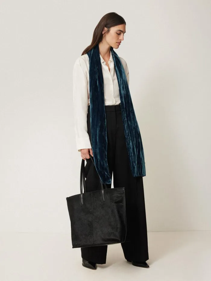 Jigsaw Plisse Velvet Scarf Teal Women Ponchos and Scarves