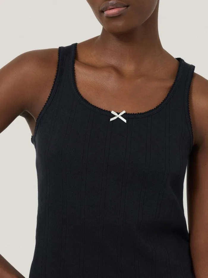 Jigsaw Pointelle Pyjama Vest Top Navy Women Pyjamas and Loungewear