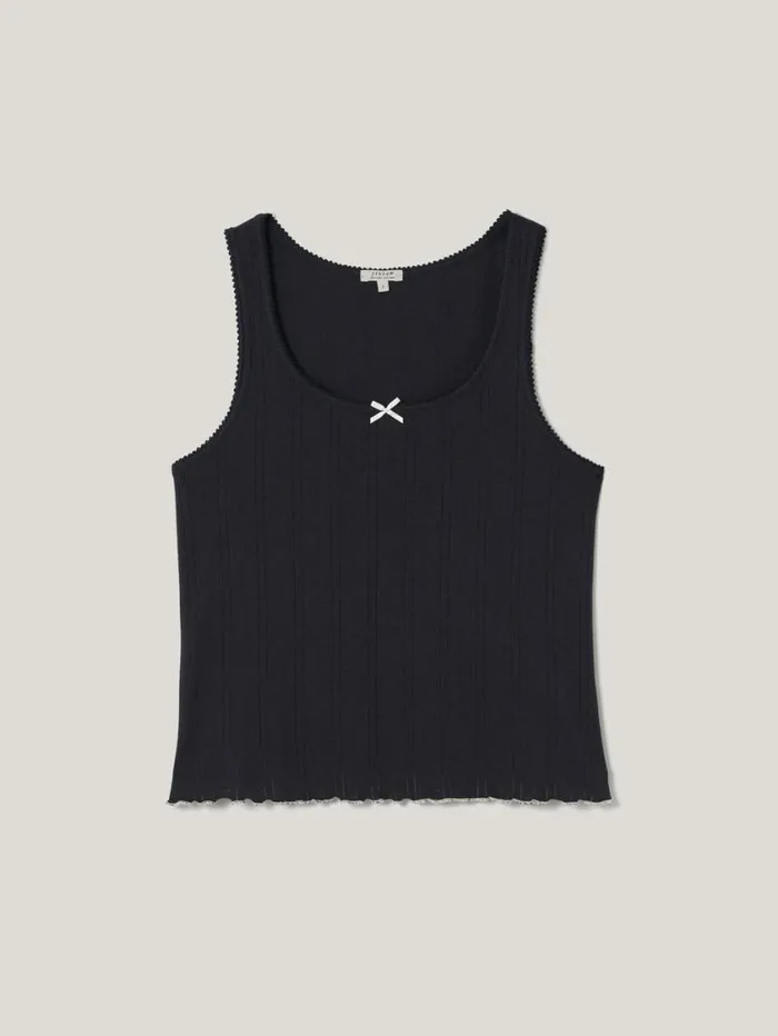 Jigsaw Pointelle Pyjama Vest Top Navy Women Pyjamas and Loungewear