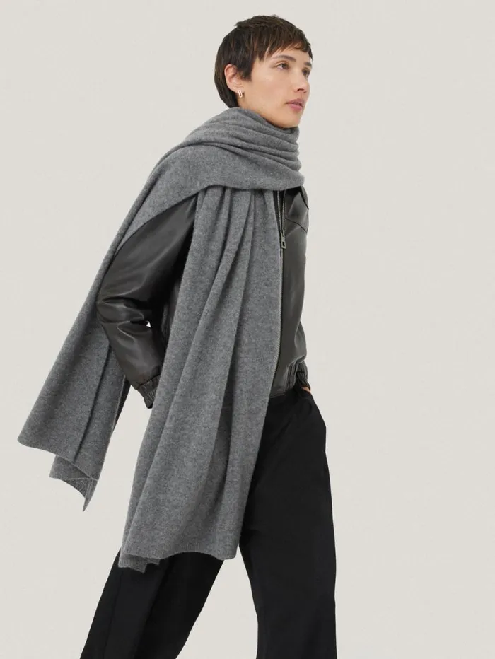 Jigsaw Pure Cashmere Blanket Scarf Mid Grey Women Knitwear and Cashmere