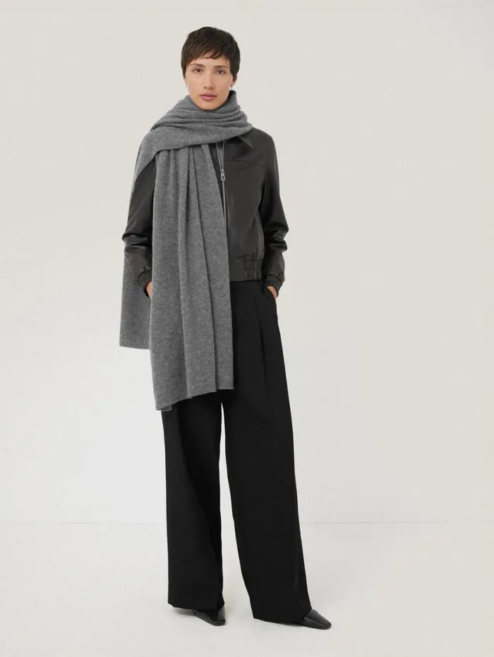 Jigsaw Pure Cashmere Blanket Scarf Mid Grey Women Knitwear and Cashmere