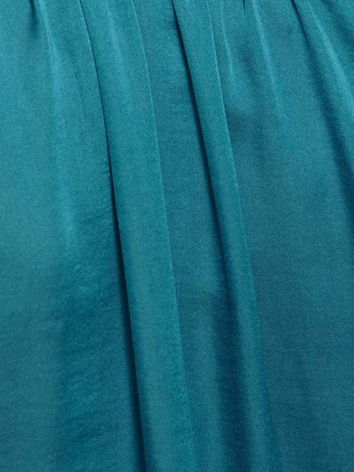 Jigsaw Recycled Satin Frill Neck Top Blue Women Shirts and Tops