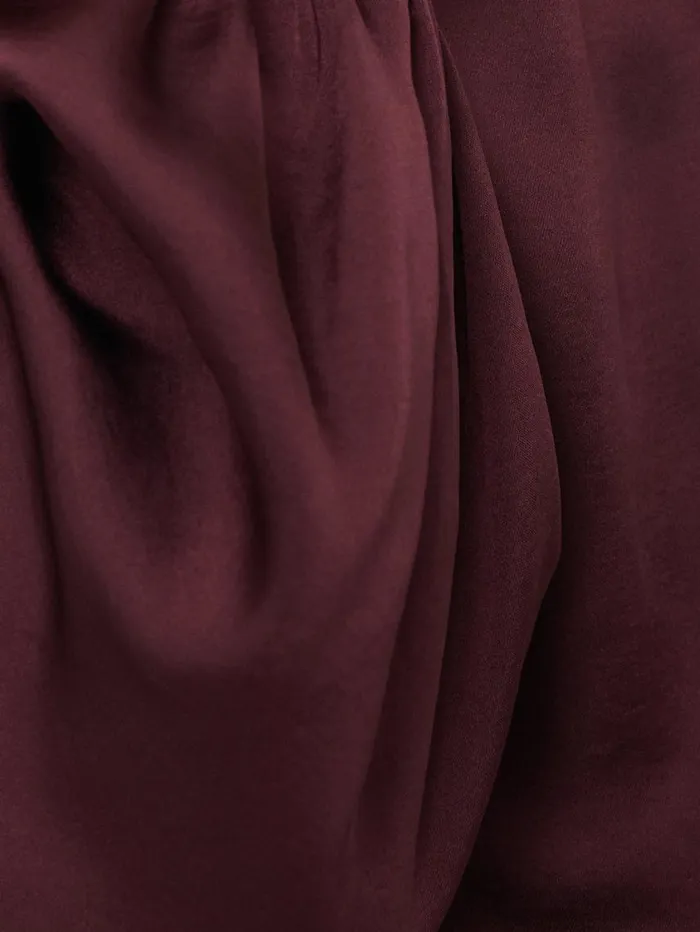Jigsaw Recycled Satin Ruffle Top Burgundy Women Party