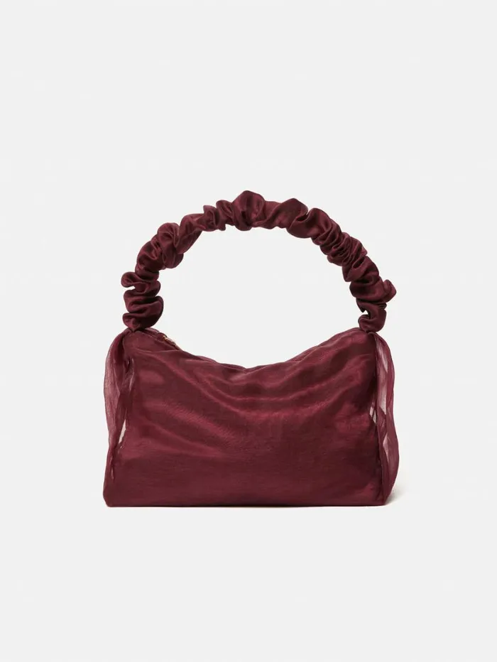Jigsaw Ruched Organza Mini Bag Burgundy Women Bags