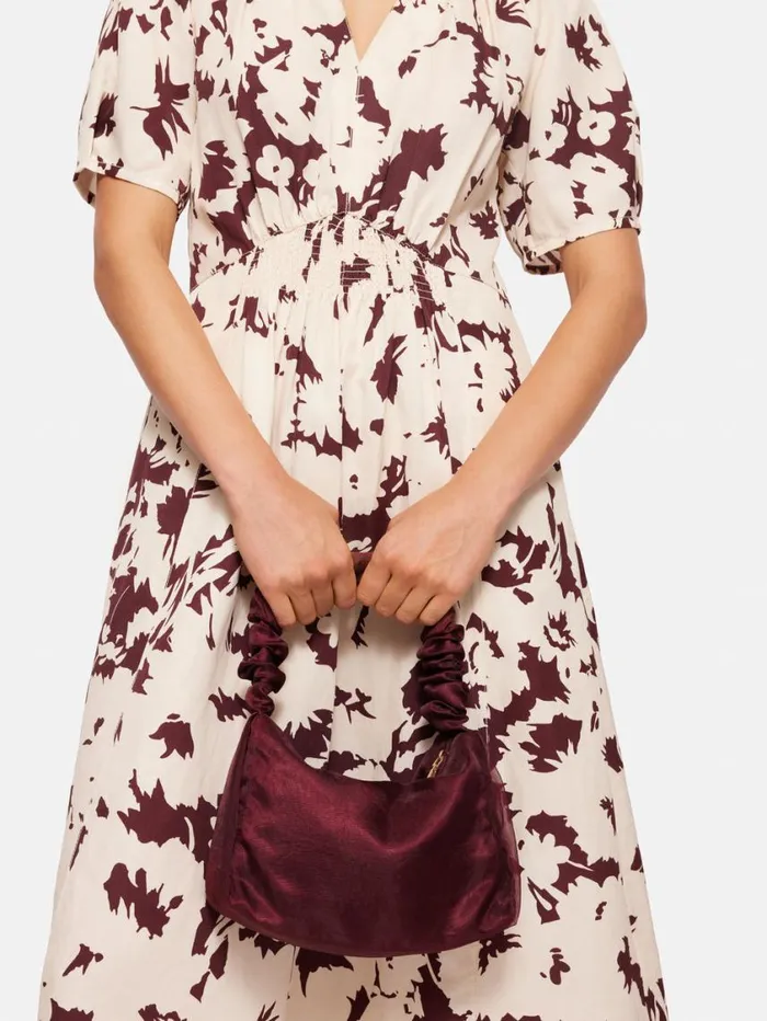 Jigsaw Ruched Organza Mini Bag Burgundy Women Bags