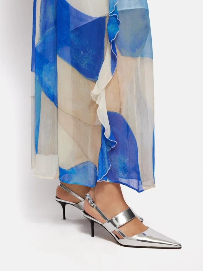 Jigsaw Russo Kitten Heel Silver Women Leather