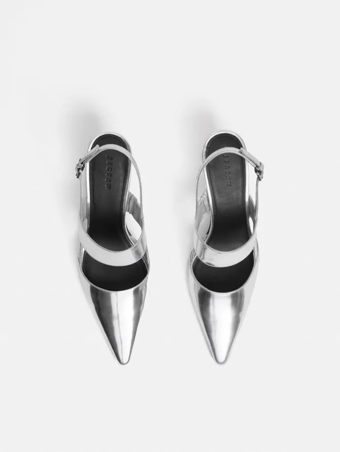 Jigsaw Russo Kitten Heel Silver Women Leather