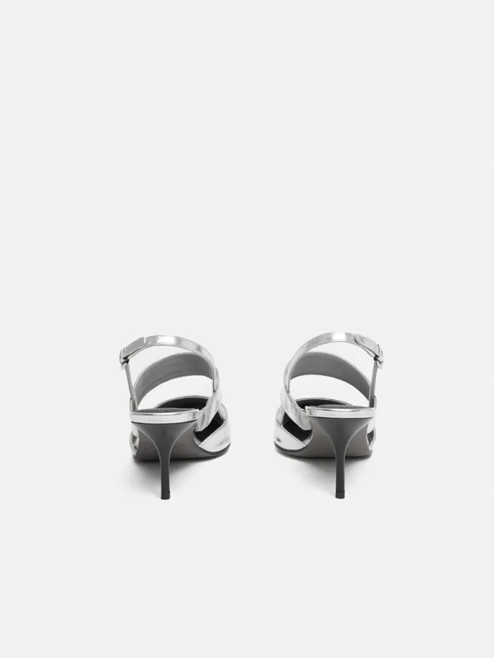 Jigsaw Russo Kitten Heel Silver Women Leather