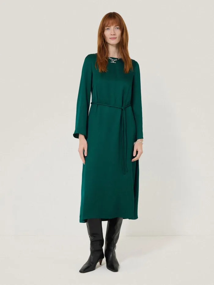 Jigsaw Satin Back Crepe Dress Green Women Dresses and Jumpsuits