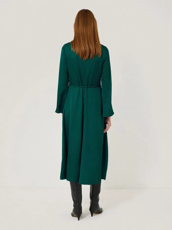 Jigsaw Satin Back Crepe Dress Green Women Dresses and Jumpsuits