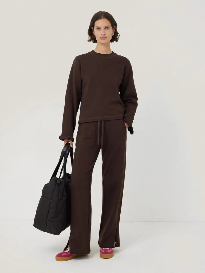 Jigsaw Satin Waistband Jersey Joggers Chocolate Women Coords