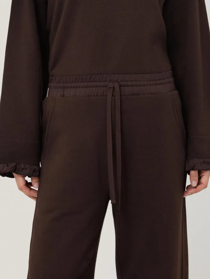 Jigsaw Satin Waistband Jersey Joggers Chocolate Women Coords