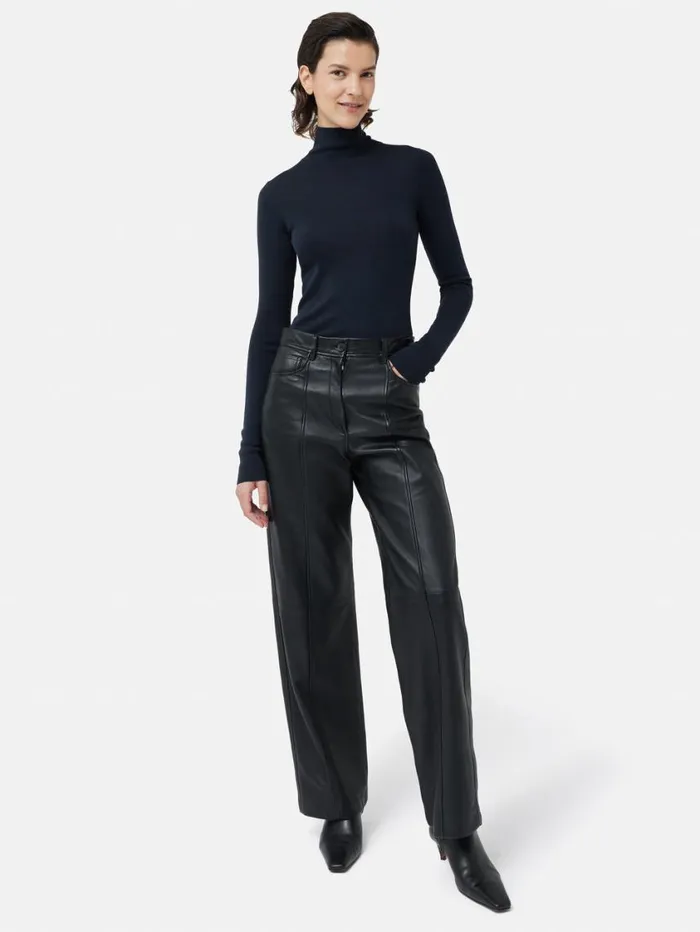 Jigsaw Silk Cotton Polo Jumper Navy Women Knitwear and Cashmere