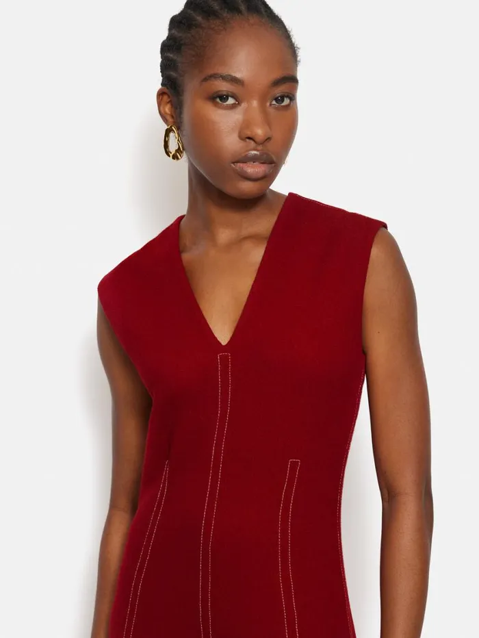 Jigsaw Sleeveless Stitched Dress Red Women Dresses and Jumpsuits