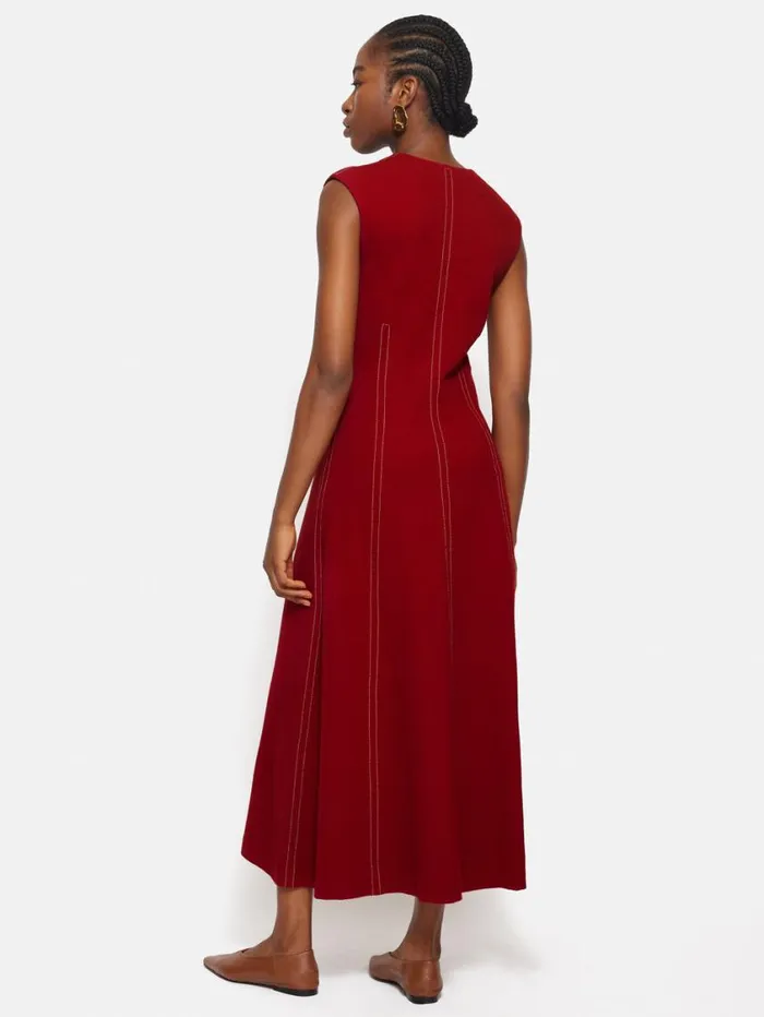 Jigsaw Sleeveless Stitched Dress Red Women Dresses and Jumpsuits