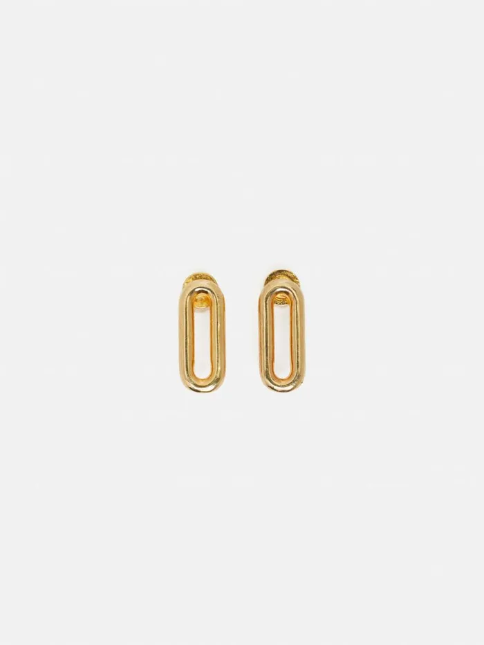Jigsaw Small Link Stud Earrings Gold Women Jewellery