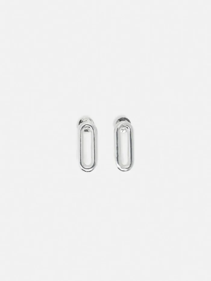 Jigsaw Small Link Stud Earrings Silver Women Jewellery