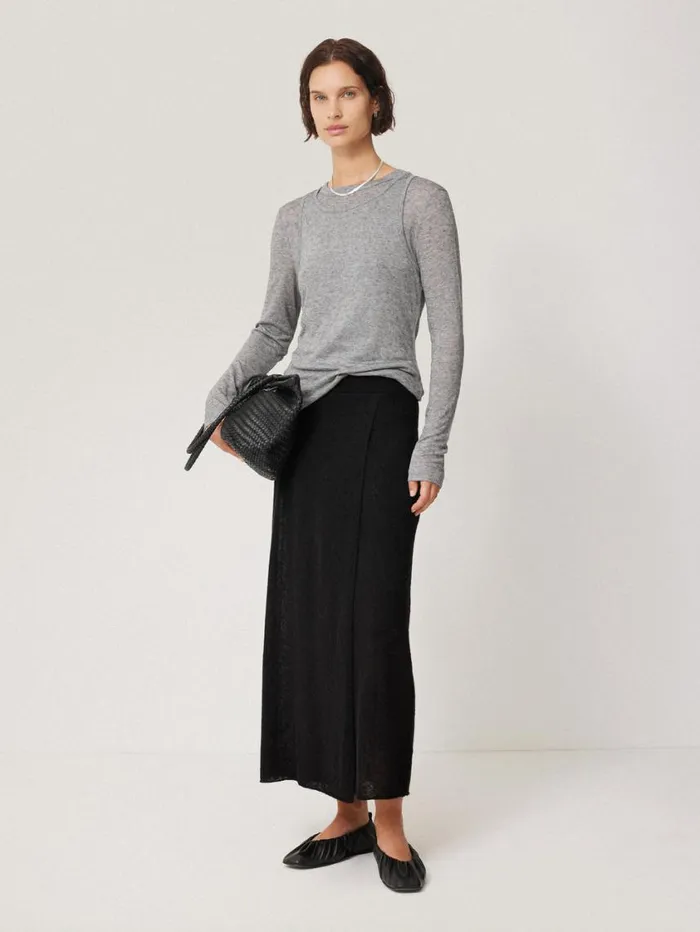 Jigsaw Soft Gauzy Knit Skirt Black Women Knitwear and Cashmere