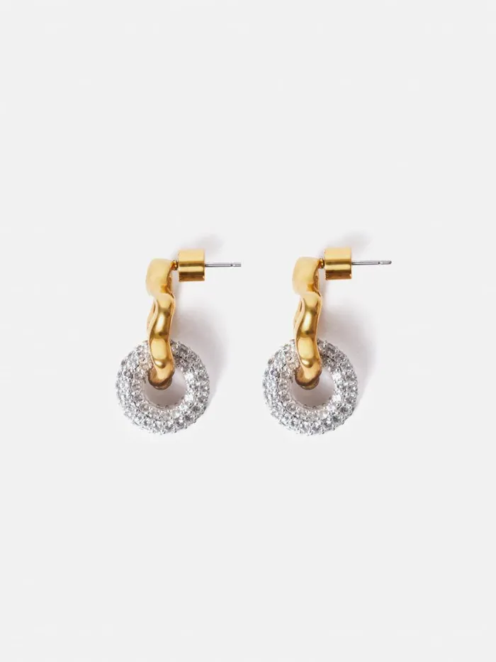 Jigsaw Sparkle Loop Earrings Gold Women Jewellery