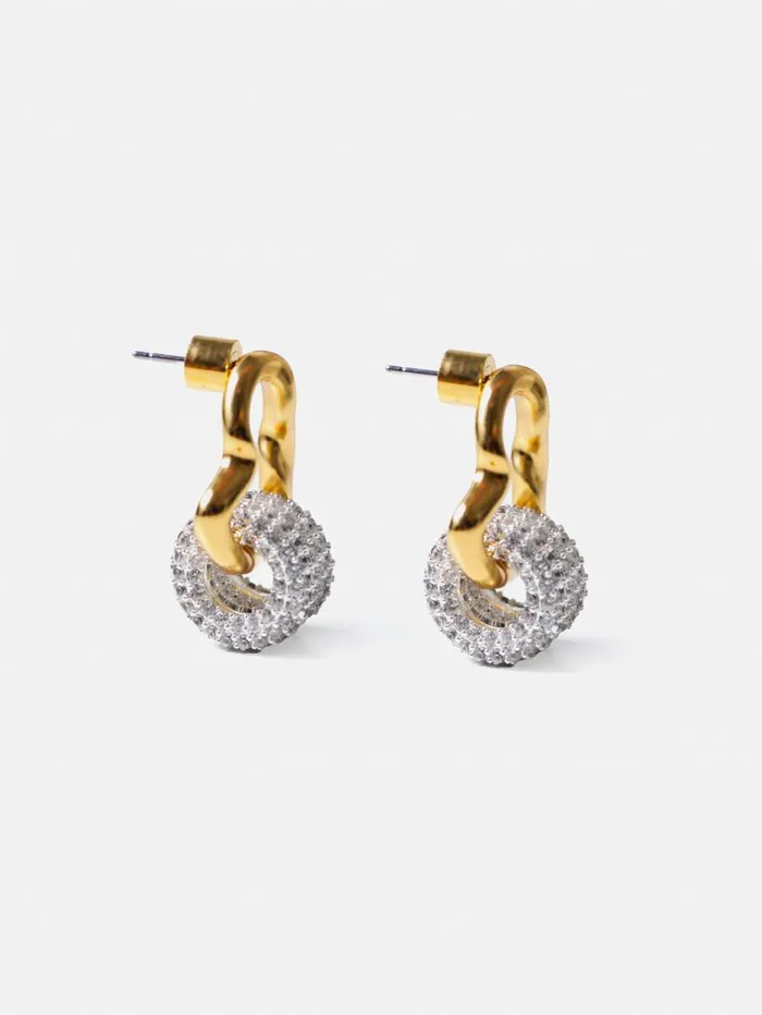 Jigsaw Sparkle Loop Earrings Gold Women Jewellery