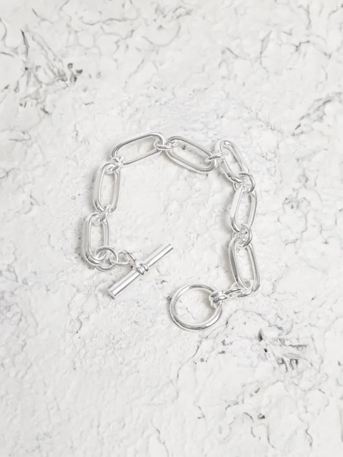 Jigsaw Trombone Link Bracelet Silver Women Party