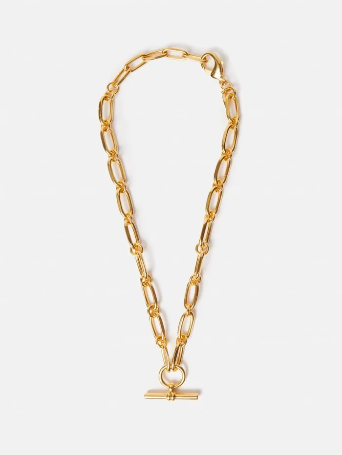 Jigsaw Trombone Link Chain Necklace Gold Women Jewellery