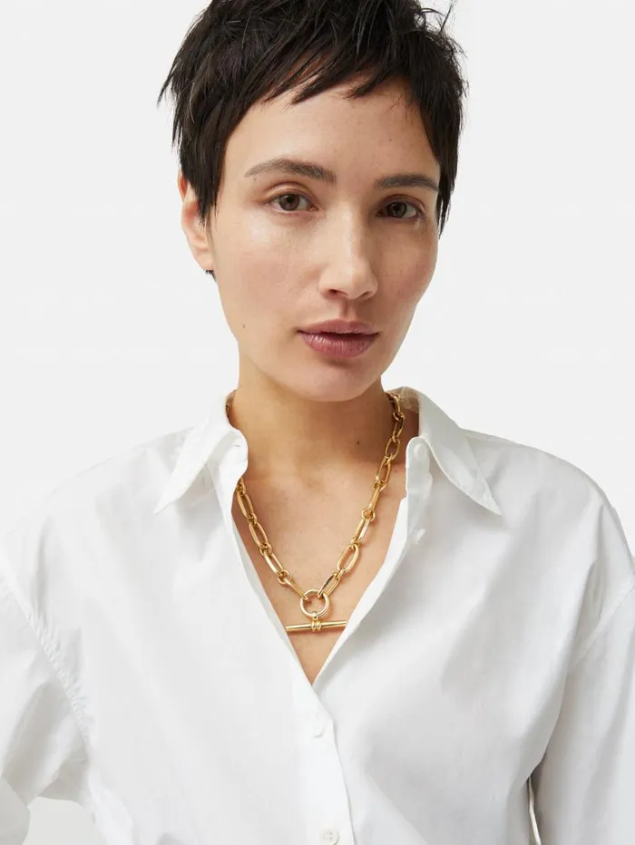 Jigsaw Trombone Link Chain Necklace Gold Women Jewellery