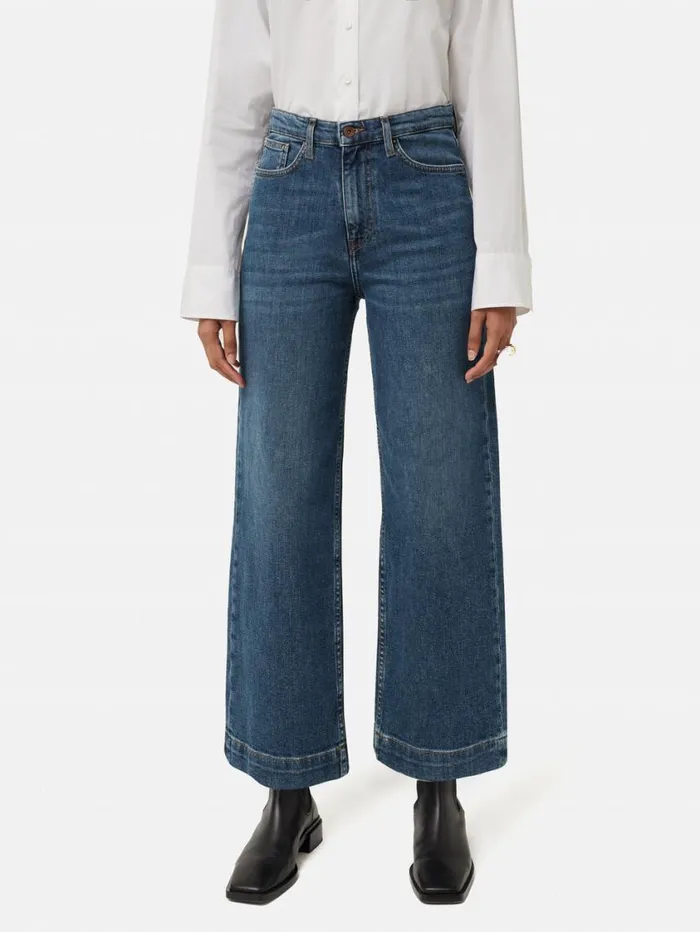 Jigsaw Tyne Wide Leg Cropped Jean Vintage Mid Blue Women Denim