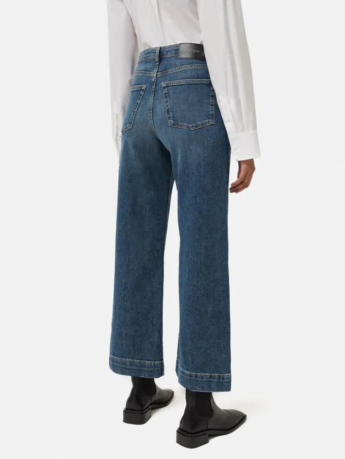 Jigsaw Tyne Wide Leg Cropped Jean Vintage Mid Blue Women Denim