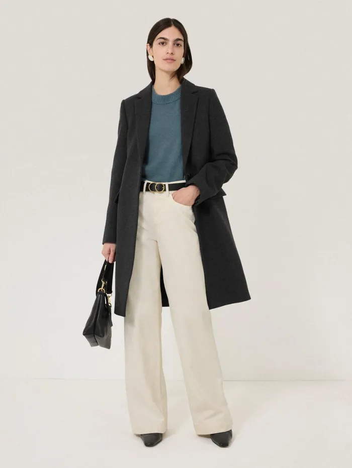 Jigsaw Wool Blend City Coat Grey Women Coats and Jackets