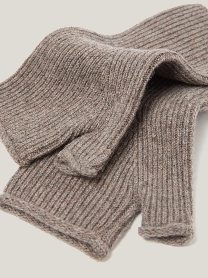 Jigsaw Wool Cashmere Blend Mittens Oatmeal Women Knitwear and Cashmere