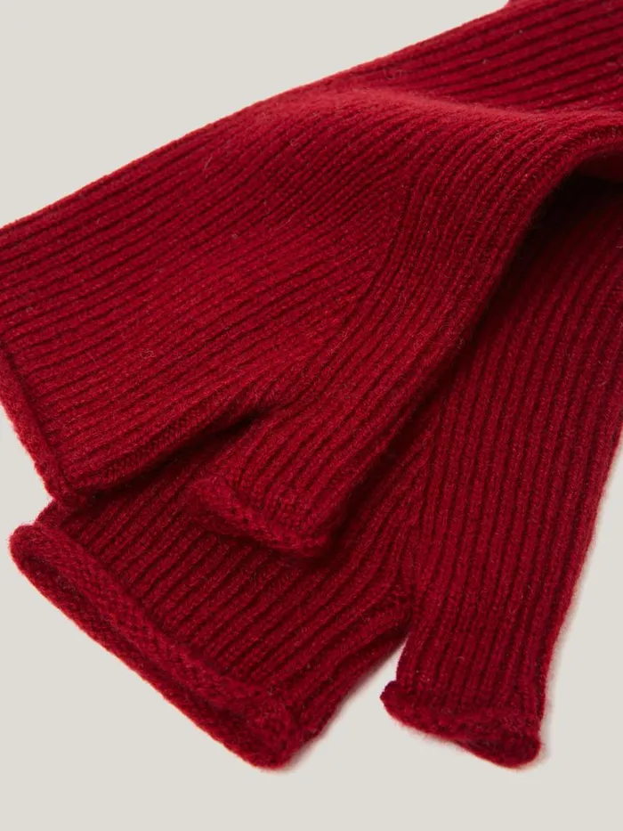 Jigsaw Wool Cashmere Blend Mittens Red Women Knitwear and Cashmere