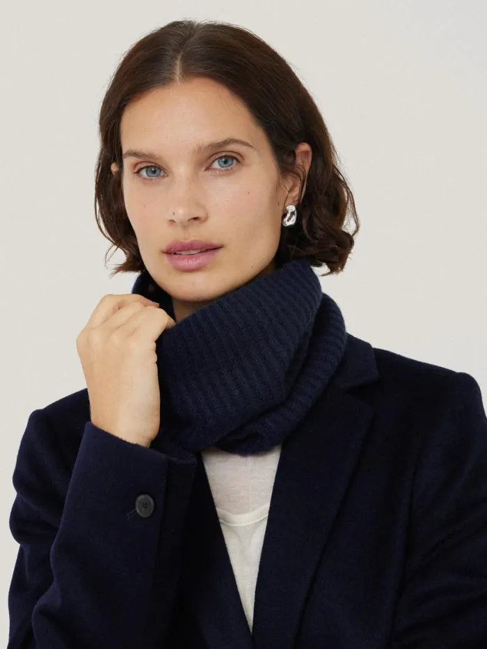 Jigsaw Wool Cashmere Blend Snood Navy Women Ponchos and Scarves