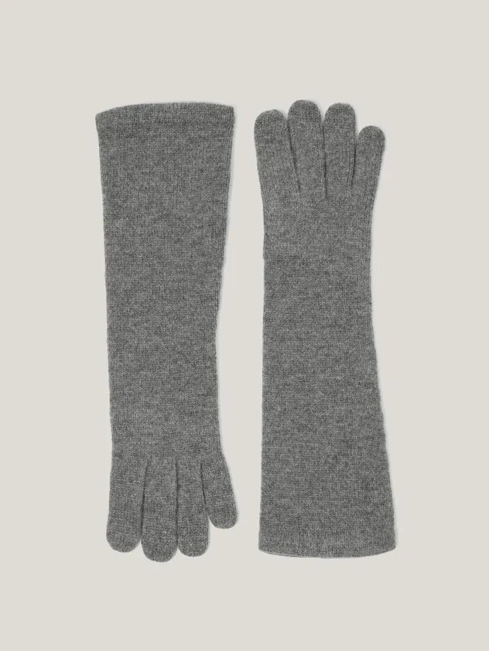 Jigsaw Wool Cashmere Long Gloves Grey Women Knitwear and Cashmere