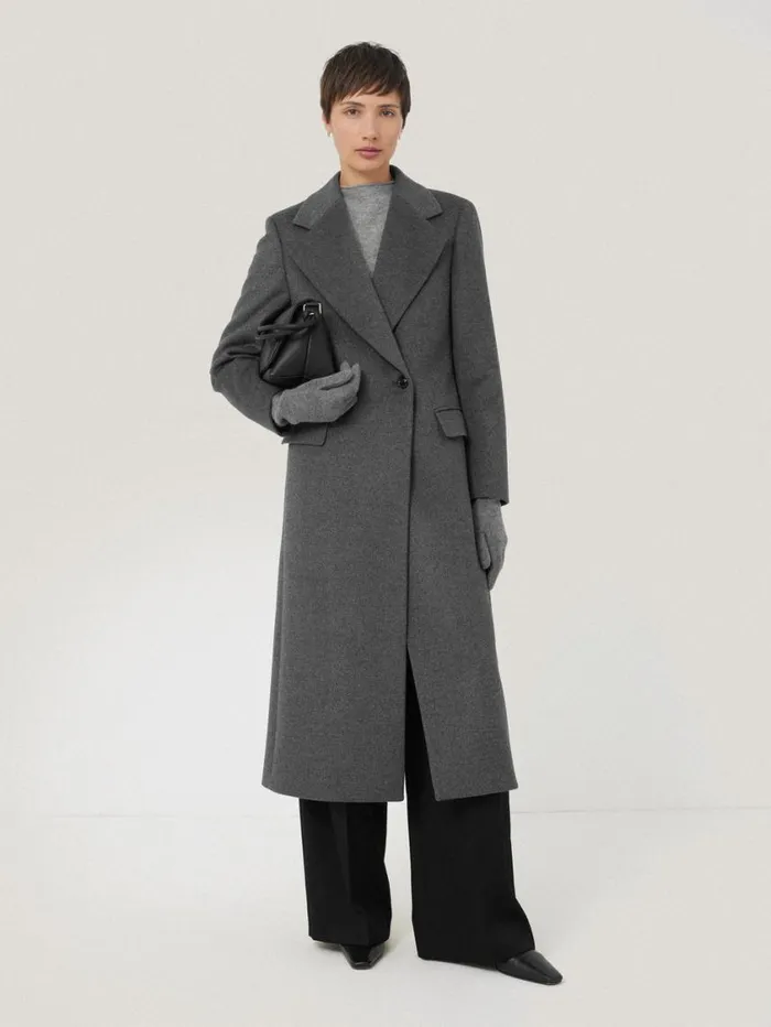 Jigsaw Wool Cashmere Long Gloves Grey Women Knitwear and Cashmere
