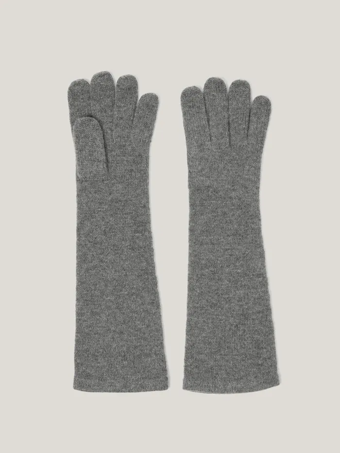 Jigsaw Wool Cashmere Long Gloves Grey Women Knitwear and Cashmere