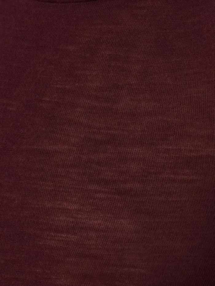 Jigsaw Wool Jersey Polo Neck Top Burgundy Women Shirts and Tops