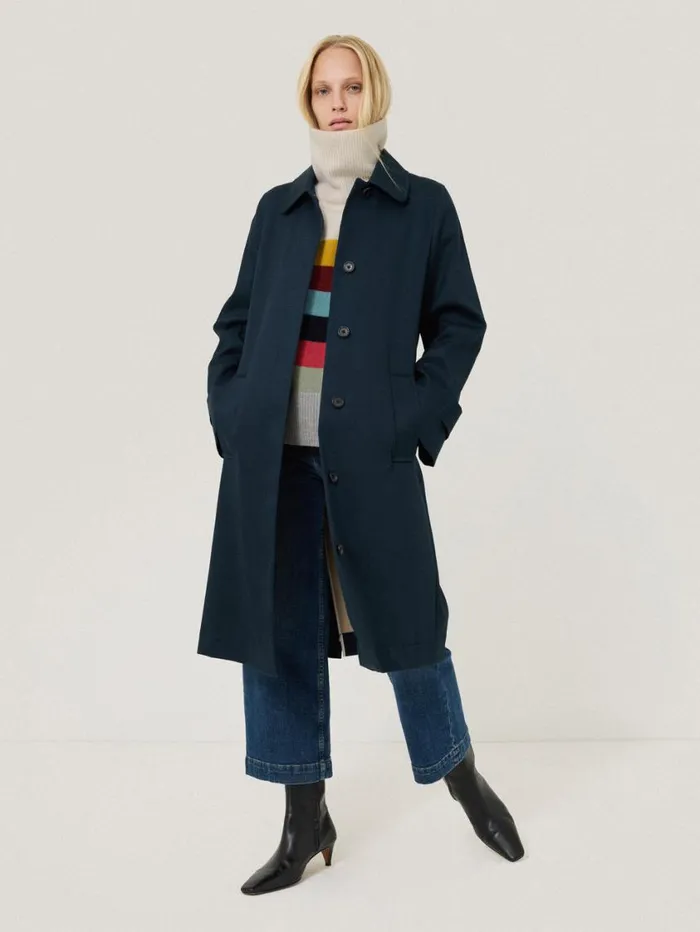 Jigsaw Wool Multi Stripe Turtleneck Grey Women Knitwear and Cashmere