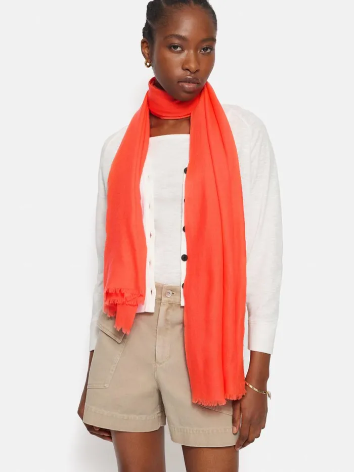 Jigsaw Wool Silk Pashmina Orange Women Ponchos and Scarves