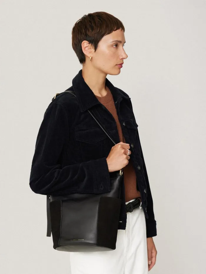 Jigsaw York Slouchy Bucket Bag Black Women Leather