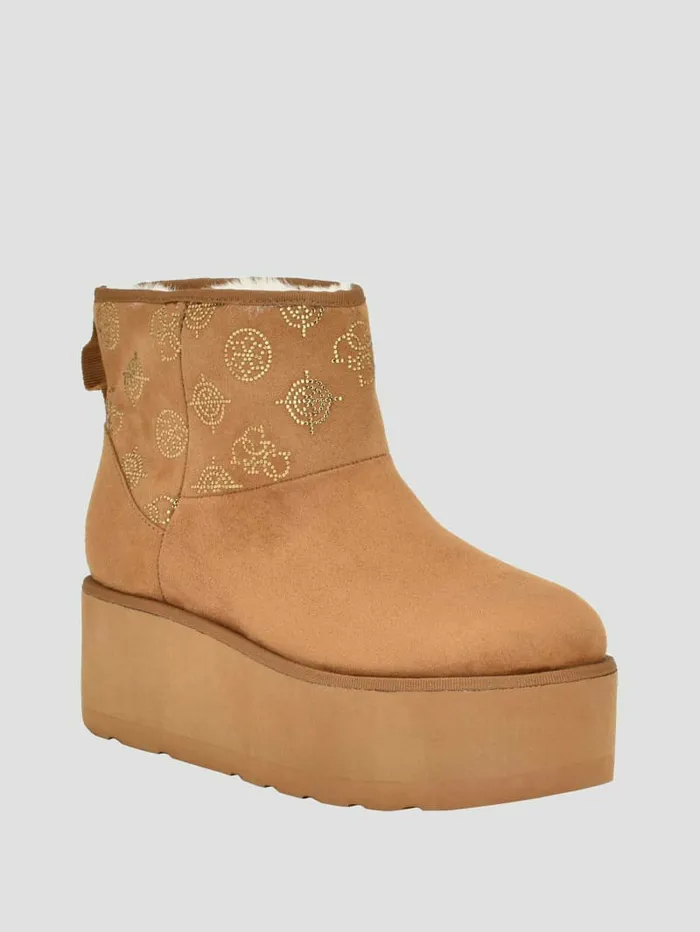 Jilla Platform FauxSuede Booties Light Natural Boots and Booties GUESS Women