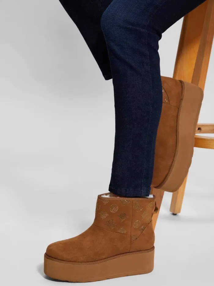 Jilla Platform FauxSuede Booties Light Natural Boots and Booties GUESS Women