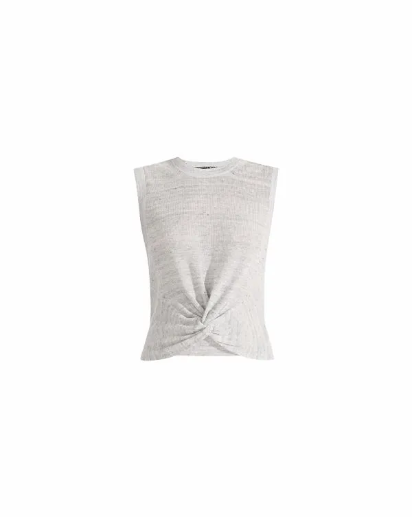 Kellen TwistFront Sweater Grey Melange Women Veronica Beard Tops
