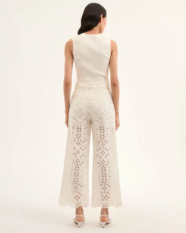 Kemper Cotton Eyelet Pant Offwhite Women Veronica Beard Pants Kemper Cotton Eyelet Pant Offwhite Women Veronica Beard Pants